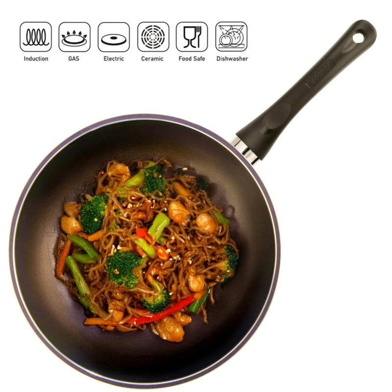 TECHEF - Art Pan Collection Wok/Stir-Fry Pan, Coated 5 times with Teflon Select Non-Stick Coating (PFOA Free) - Made in Korea (12 IN with Lid) - Image 2